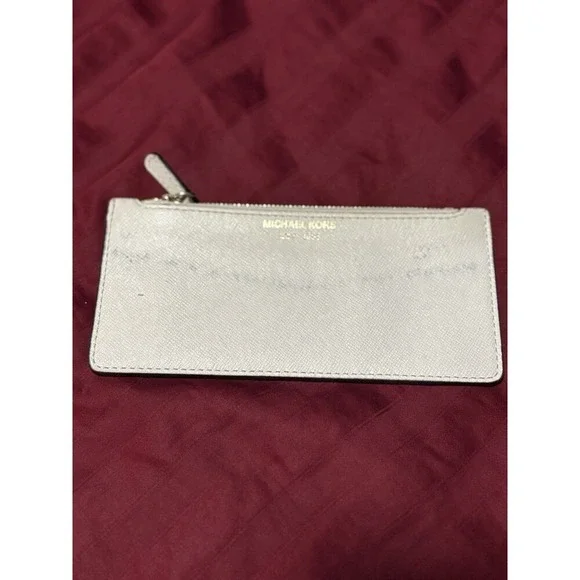 Michael Kors Saffiano Leather Tri-Fold Wallet Black Gold Snap - Picture 7 of 11